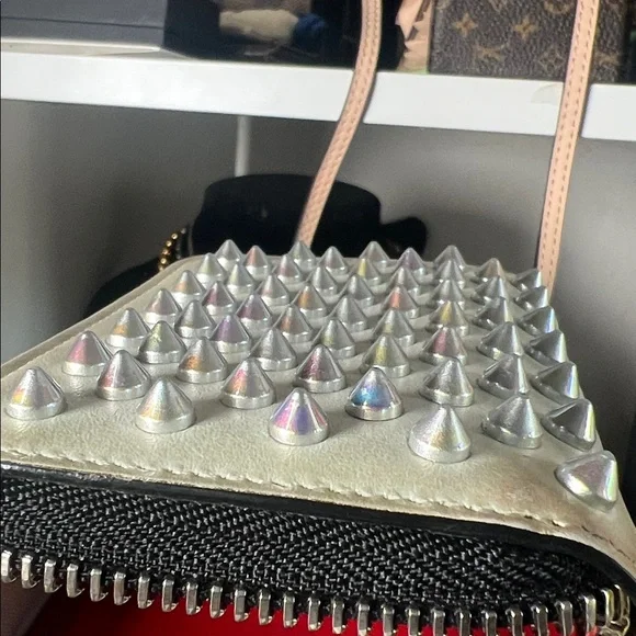 Authentic Christian Louboutin Metallic Compact Zip Card Wallet - Picture 6 of 8